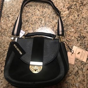 Emma Fox NWT Black Leather and Suede Purse